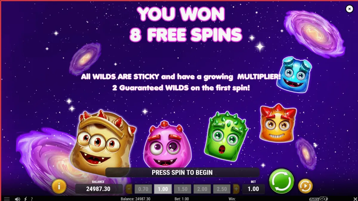 Tampilan visual slot Reactoonz Blitzways dengan karakter alien yang berwarna-warni